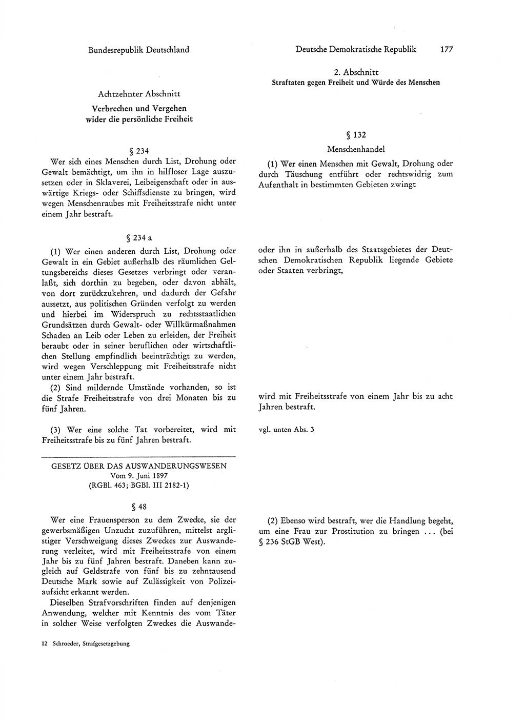 Strafgesetzgebung in Deutschland [Bundesrepublik Deutschland (BRD) und Deutsche Demokratische Republik (DDR)] 1972, Seite 177 (Str.-Ges. Dtl. StGB BRD DDR 1972, S. 177)