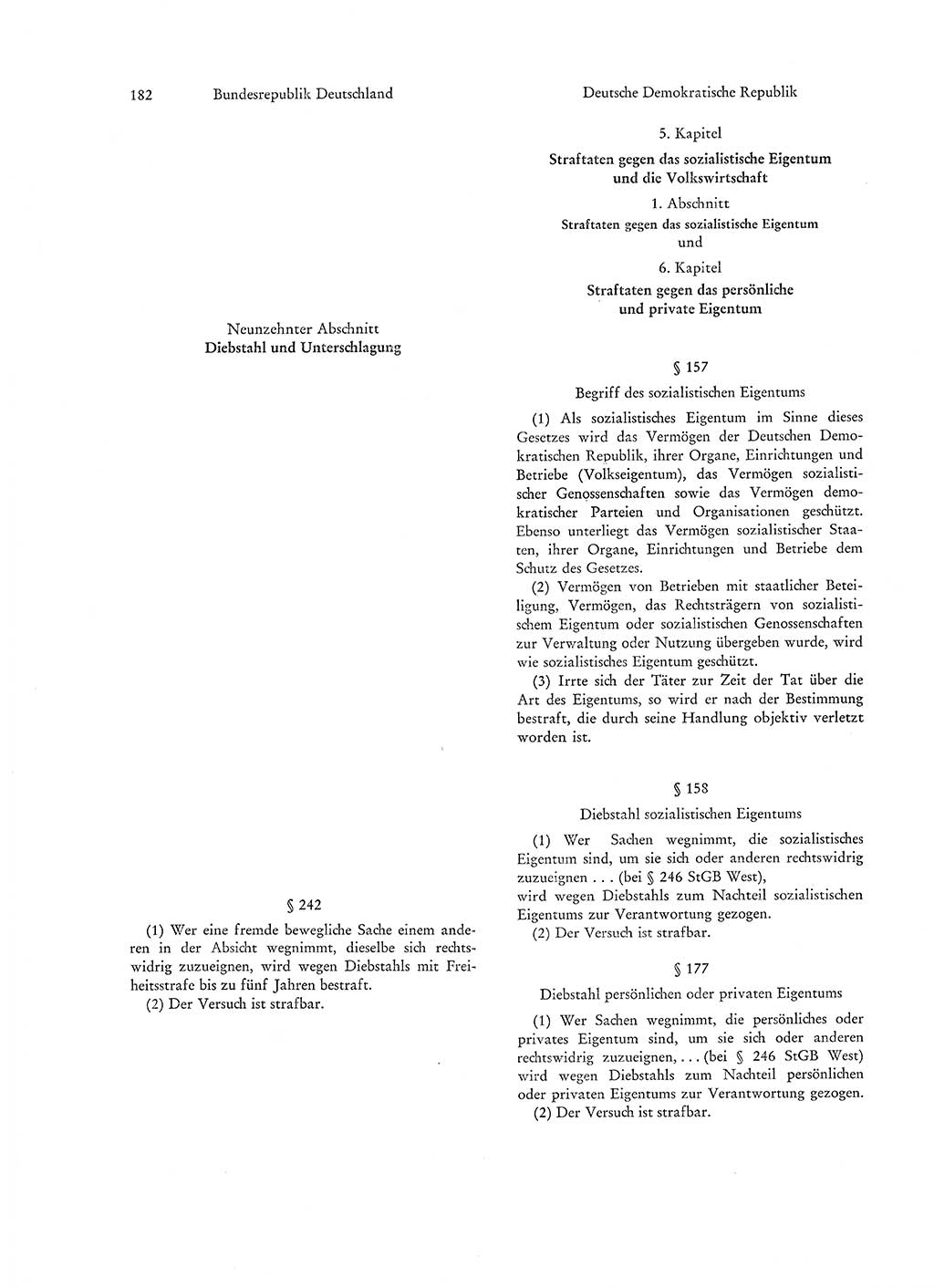 Strafgesetzgebung in Deutschland [Bundesrepublik Deutschland (BRD) und Deutsche Demokratische Republik (DDR)] 1972, Seite 182 (Str.-Ges. Dtl. StGB BRD DDR 1972, S. 182)