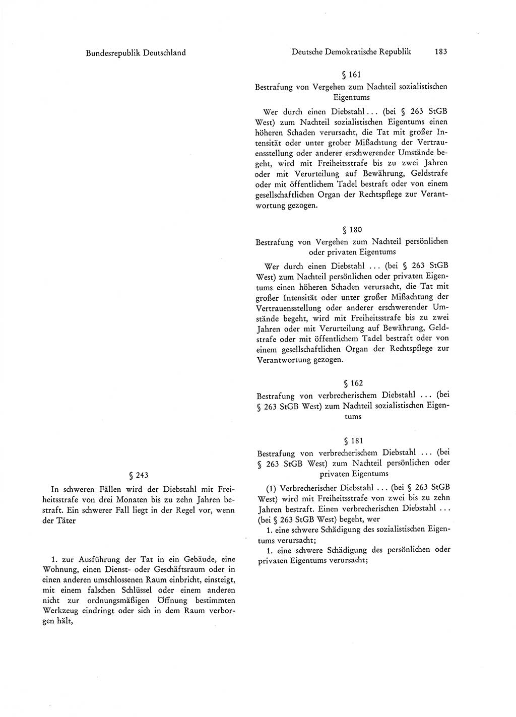 Strafgesetzgebung in Deutschland [Bundesrepublik Deutschland (BRD) und Deutsche Demokratische Republik (DDR)] 1972, Seite 183 (Str.-Ges. Dtl. StGB BRD DDR 1972, S. 183)