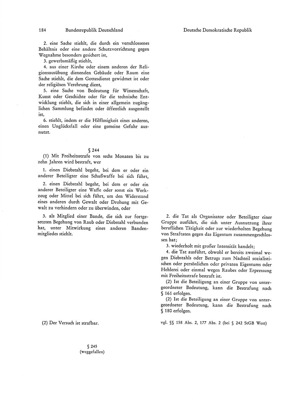 Strafgesetzgebung in Deutschland [Bundesrepublik Deutschland (BRD) und Deutsche Demokratische Republik (DDR)] 1972, Seite 184 (Str.-Ges. Dtl. StGB BRD DDR 1972, S. 184)