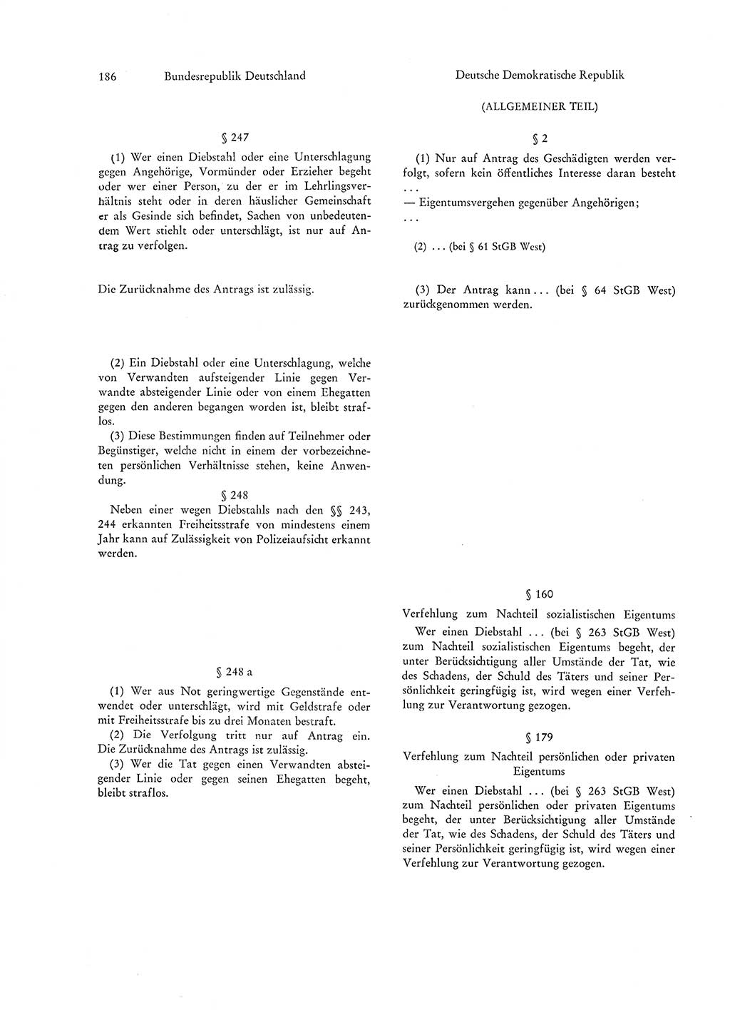 Strafgesetzgebung in Deutschland [Bundesrepublik Deutschland (BRD) und Deutsche Demokratische Republik (DDR)] 1972, Seite 186 (Str.-Ges. Dtl. StGB BRD DDR 1972, S. 186)