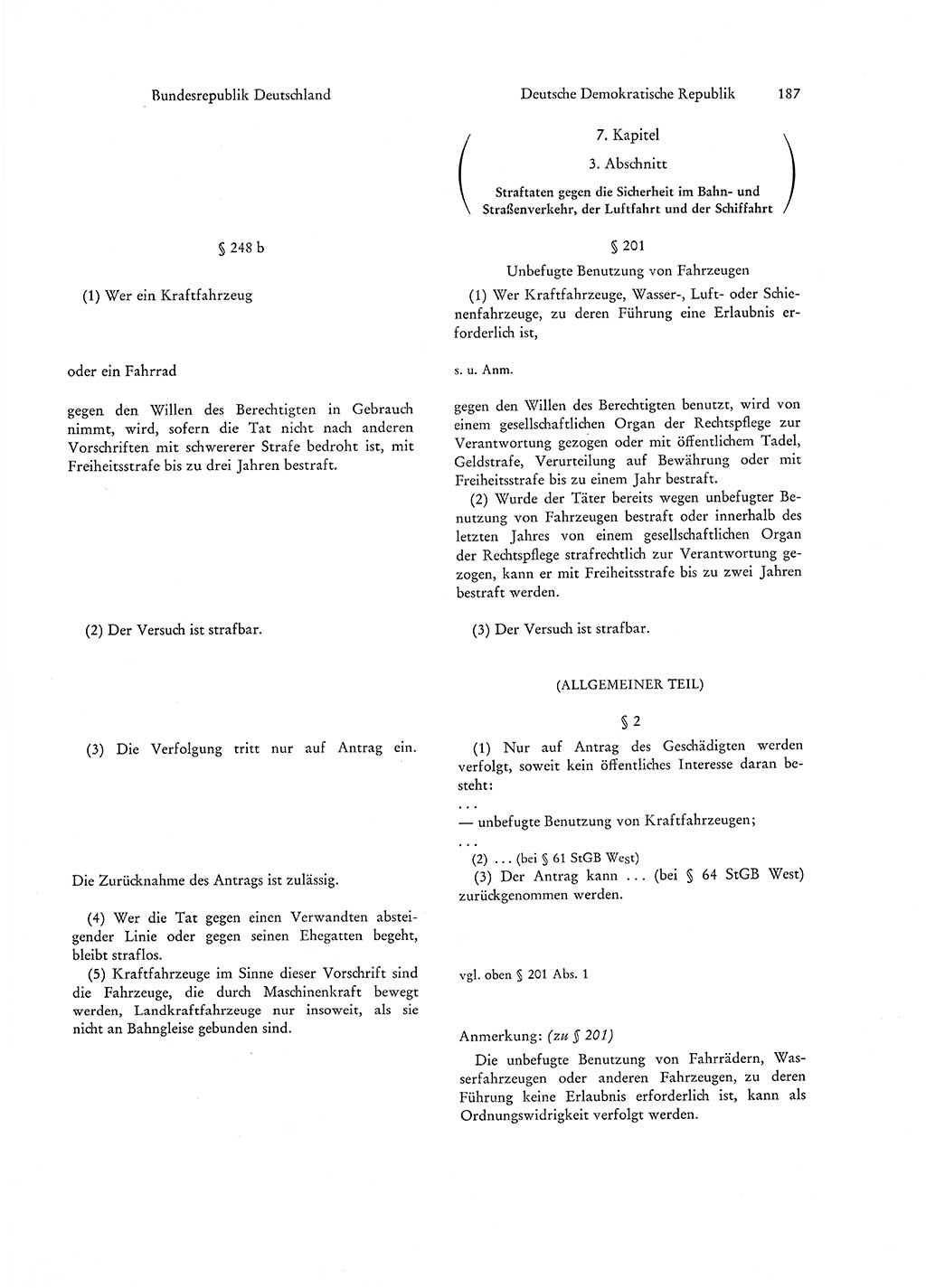Strafgesetzgebung in Deutschland [Bundesrepublik Deutschland (BRD) und Deutsche Demokratische Republik (DDR)] 1972, Seite 187 (Str.-Ges. Dtl. StGB BRD DDR 1972, S. 187)