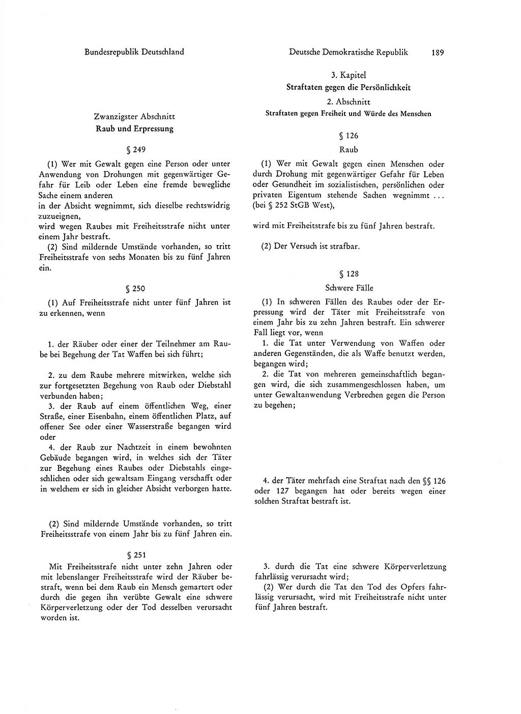 Strafgesetzgebung in Deutschland [Bundesrepublik Deutschland (BRD) und Deutsche Demokratische Republik (DDR)] 1972, Seite 189 (Str.-Ges. Dtl. StGB BRD DDR 1972, S. 189)