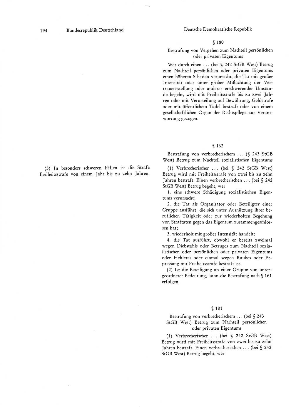 Strafgesetzgebung in Deutschland [Bundesrepublik Deutschland (BRD) und Deutsche Demokratische Republik (DDR)] 1972, Seite 194 (Str.-Ges. Dtl. StGB BRD DDR 1972, S. 194)