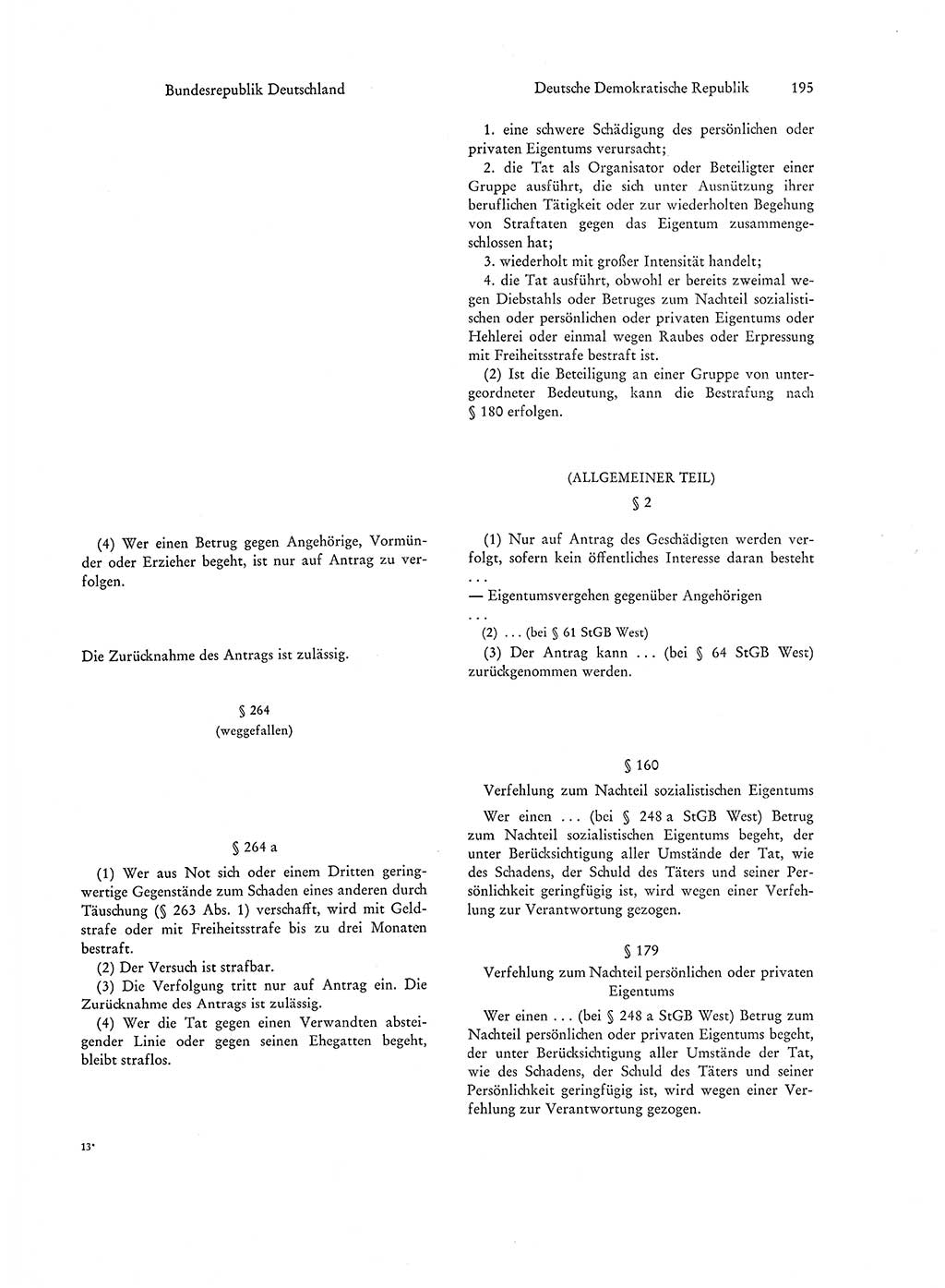 Strafgesetzgebung in Deutschland [Bundesrepublik Deutschland (BRD) und Deutsche Demokratische Republik (DDR)] 1972, Seite 195 (Str.-Ges. Dtl. StGB BRD DDR 1972, S. 195)