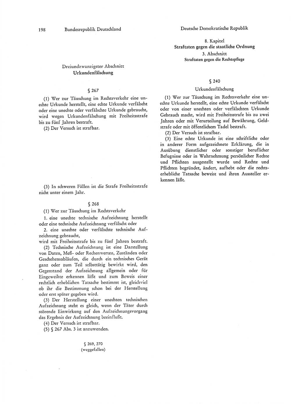 Strafgesetzgebung in Deutschland [Bundesrepublik Deutschland (BRD) und Deutsche Demokratische Republik (DDR)] 1972, Seite 198 (Str.-Ges. Dtl. StGB BRD DDR 1972, S. 198)