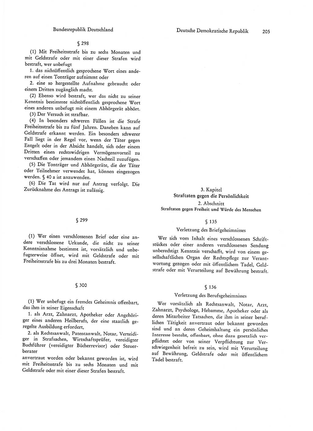 Strafgesetzgebung in Deutschland [Bundesrepublik Deutschland (BRD) und Deutsche Demokratische Republik (DDR)] 1972, Seite 205 (Str.-Ges. Dtl. StGB BRD DDR 1972, S. 205)