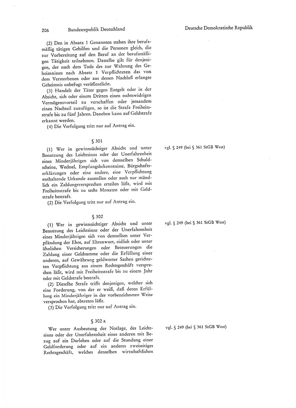 Strafgesetzgebung in Deutschland [Bundesrepublik Deutschland (BRD) und Deutsche Demokratische Republik (DDR)] 1972, Seite 206 (Str.-Ges. Dtl. StGB BRD DDR 1972, S. 206)