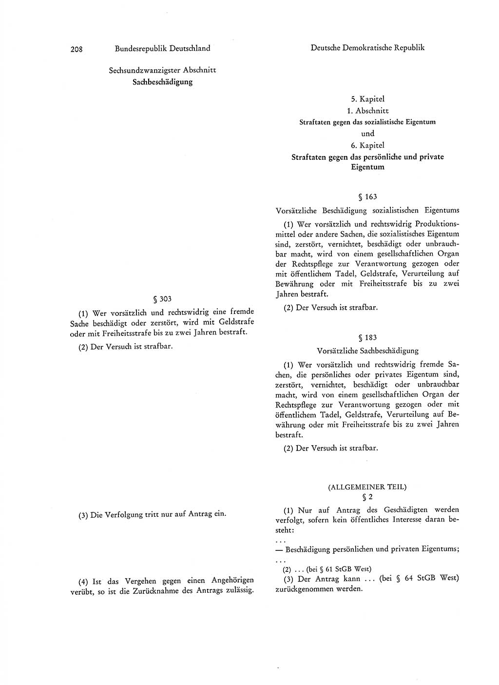 Strafgesetzgebung in Deutschland [Bundesrepublik Deutschland (BRD) und Deutsche Demokratische Republik (DDR)] 1972, Seite 208 (Str.-Ges. Dtl. StGB BRD DDR 1972, S. 208)