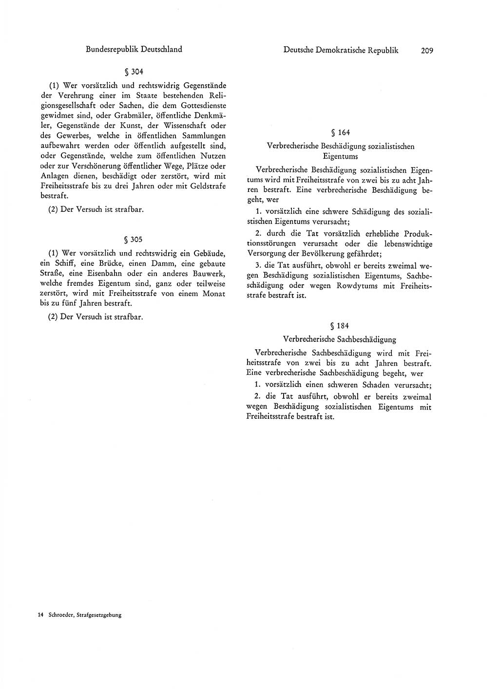 Strafgesetzgebung in Deutschland [Bundesrepublik Deutschland (BRD) und Deutsche Demokratische Republik (DDR)] 1972, Seite 209 (Str.-Ges. Dtl. StGB BRD DDR 1972, S. 209)