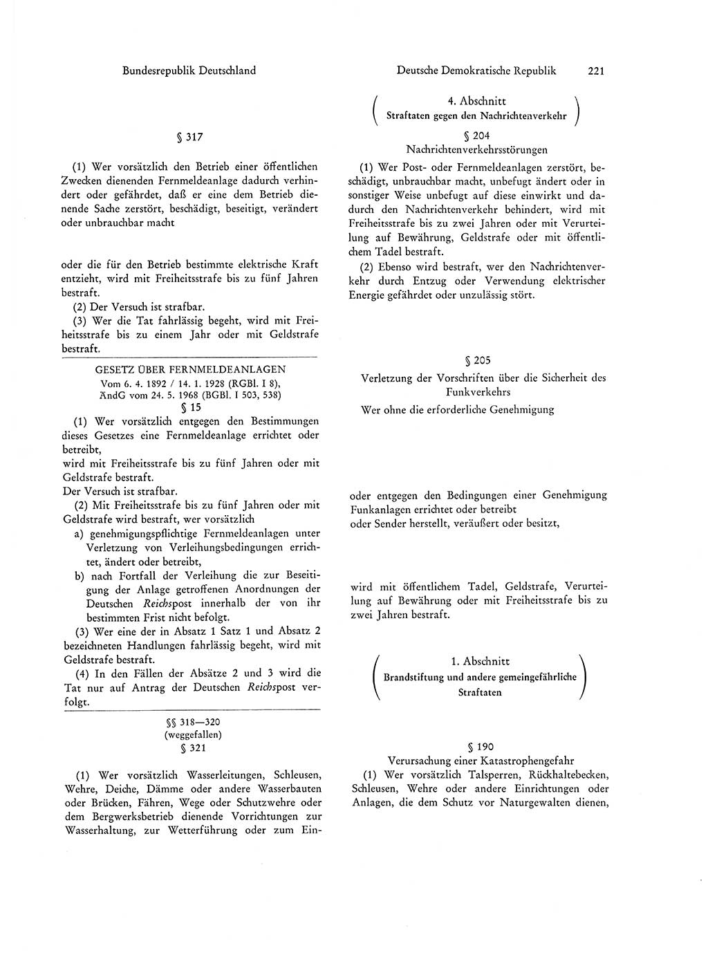 Strafgesetzgebung in Deutschland [Bundesrepublik Deutschland (BRD) und Deutsche Demokratische Republik (DDR)] 1972, Seite 221 (Str.-Ges. Dtl. StGB BRD DDR 1972, S. 221)