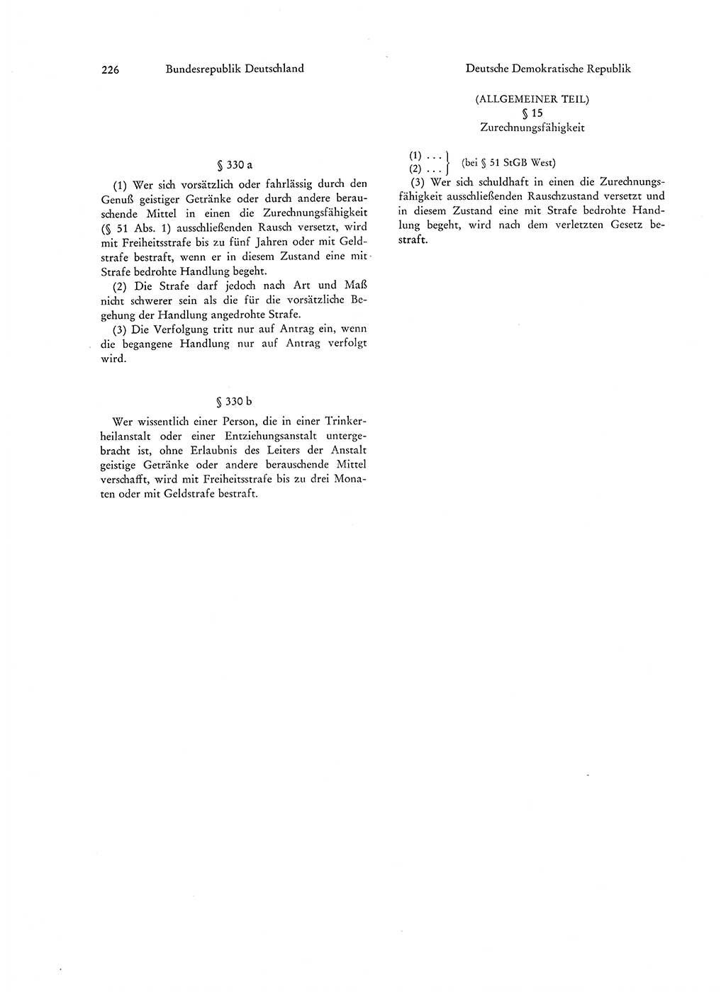 Strafgesetzgebung in Deutschland [Bundesrepublik Deutschland (BRD) und Deutsche Demokratische Republik (DDR)] 1972, Seite 226 (Str.-Ges. Dtl. StGB BRD DDR 1972, S. 226)