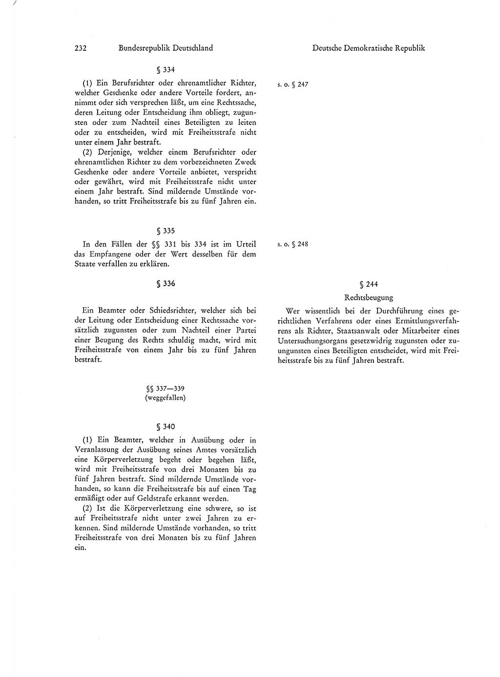 Strafgesetzgebung in Deutschland [Bundesrepublik Deutschland (BRD) und Deutsche Demokratische Republik (DDR)] 1972, Seite 232 (Str.-Ges. Dtl. StGB BRD DDR 1972, S. 232)