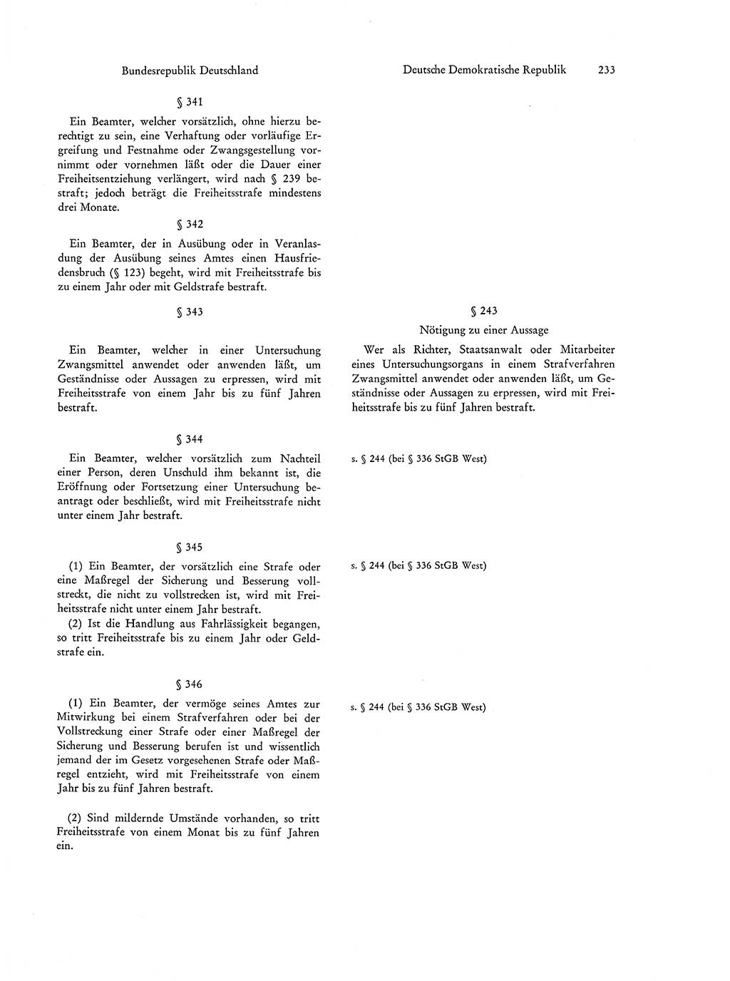 Strafgesetzgebung in Deutschland [Bundesrepublik Deutschland (BRD) und Deutsche Demokratische Republik (DDR)] 1972, Seite 233 (Str.-Ges. Dtl. StGB BRD DDR 1972, S. 233)