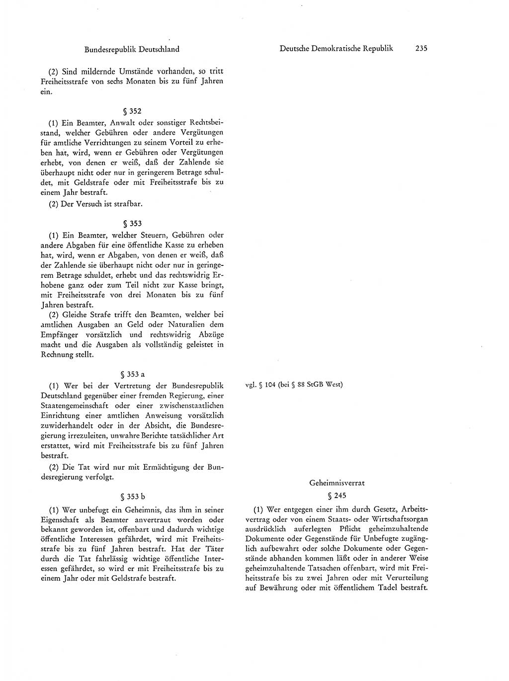 Strafgesetzgebung in Deutschland [Bundesrepublik Deutschland (BRD) und Deutsche Demokratische Republik (DDR)] 1972, Seite 235 (Str.-Ges. Dtl. StGB BRD DDR 1972, S. 235)