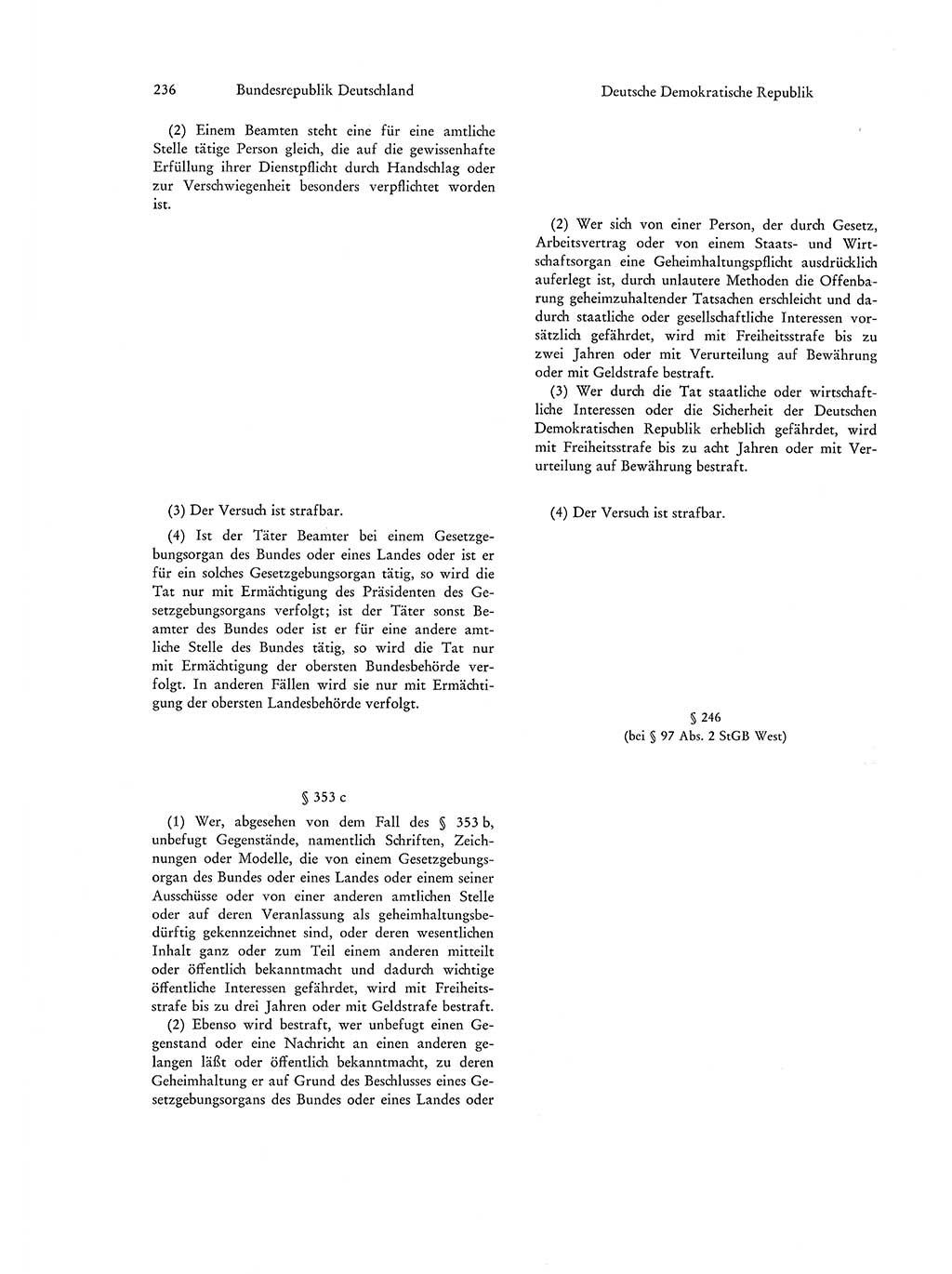 Strafgesetzgebung in Deutschland [Bundesrepublik Deutschland (BRD) und Deutsche Demokratische Republik (DDR)] 1972, Seite 236 (Str.-Ges. Dtl. StGB BRD DDR 1972, S. 236)