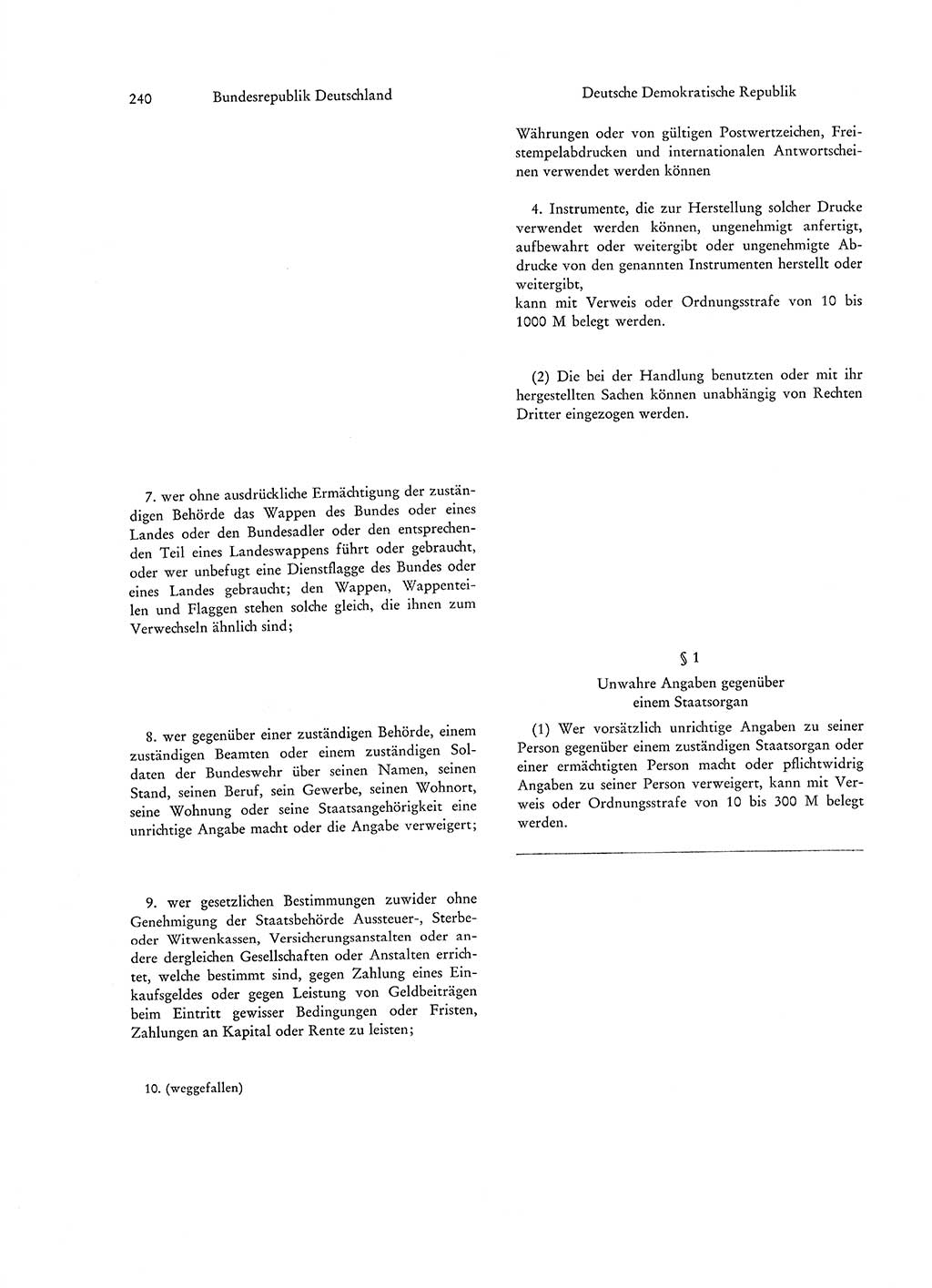 Strafgesetzgebung in Deutschland [Bundesrepublik Deutschland (BRD) und Deutsche Demokratische Republik (DDR)] 1972, Seite 240 (Str.-Ges. Dtl. StGB BRD DDR 1972, S. 240)