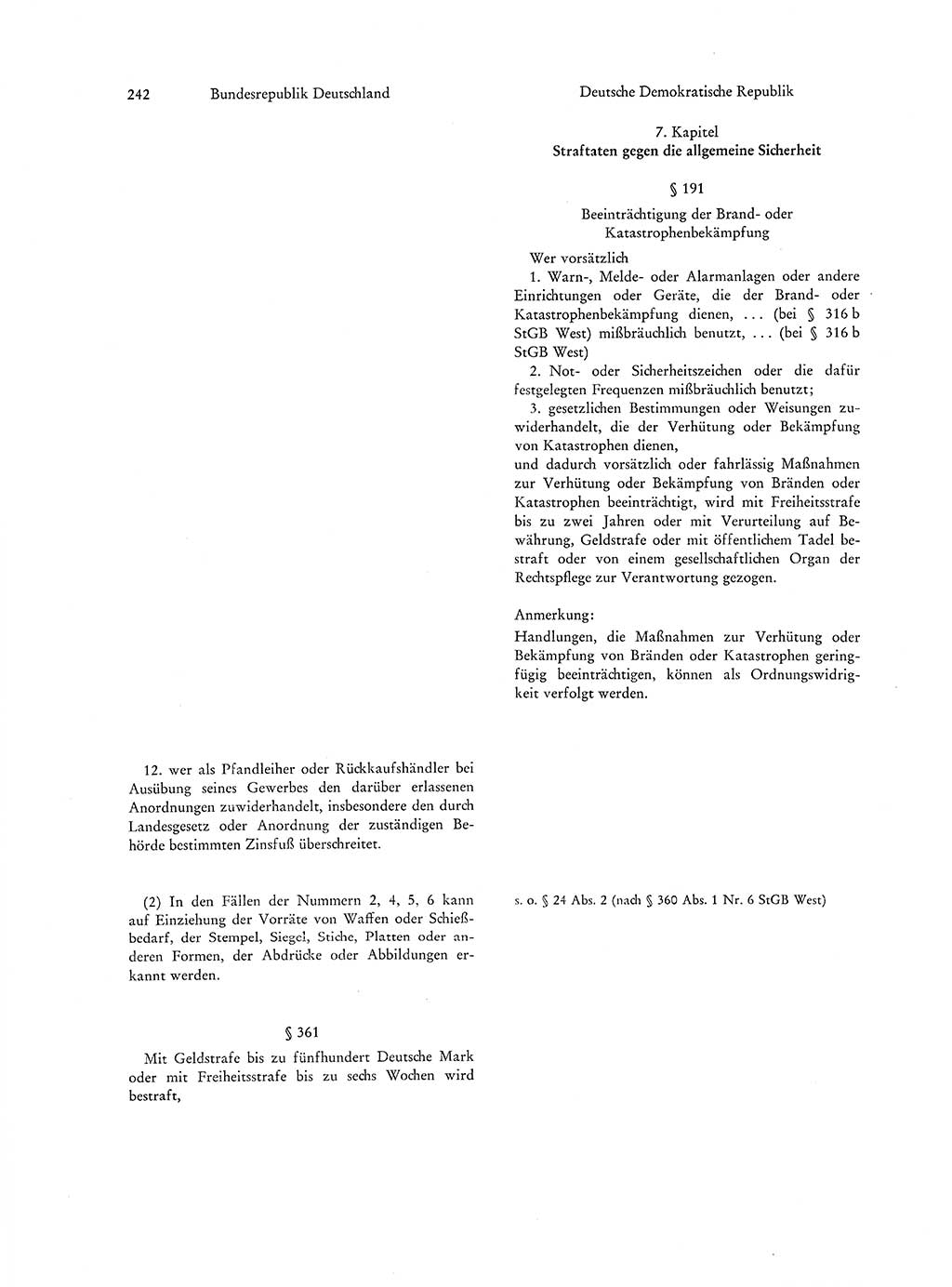 Strafgesetzgebung in Deutschland [Bundesrepublik Deutschland (BRD) und Deutsche Demokratische Republik (DDR)] 1972, Seite 242 (Str.-Ges. Dtl. StGB BRD DDR 1972, S. 242)
