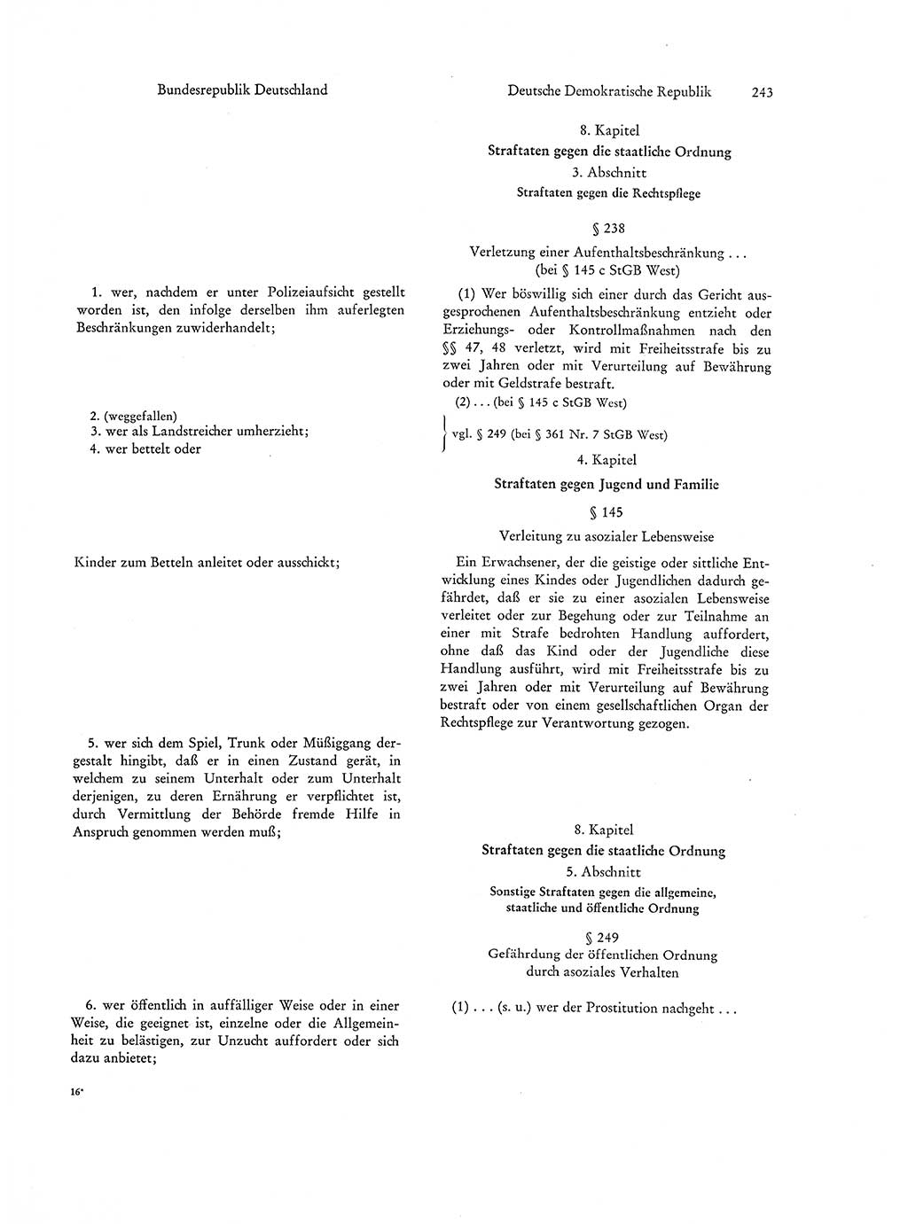 Strafgesetzgebung in Deutschland [Bundesrepublik Deutschland (BRD) und Deutsche Demokratische Republik (DDR)] 1972, Seite 243 (Str.-Ges. Dtl. StGB BRD DDR 1972, S. 243)