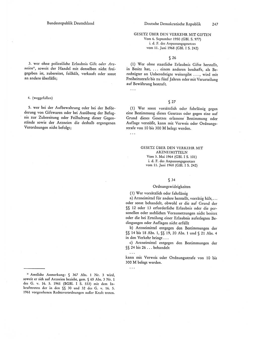 Strafgesetzgebung in Deutschland [Bundesrepublik Deutschland (BRD) und Deutsche Demokratische Republik (DDR)] 1972, Seite 247 (Str.-Ges. Dtl. StGB BRD DDR 1972, S. 247)