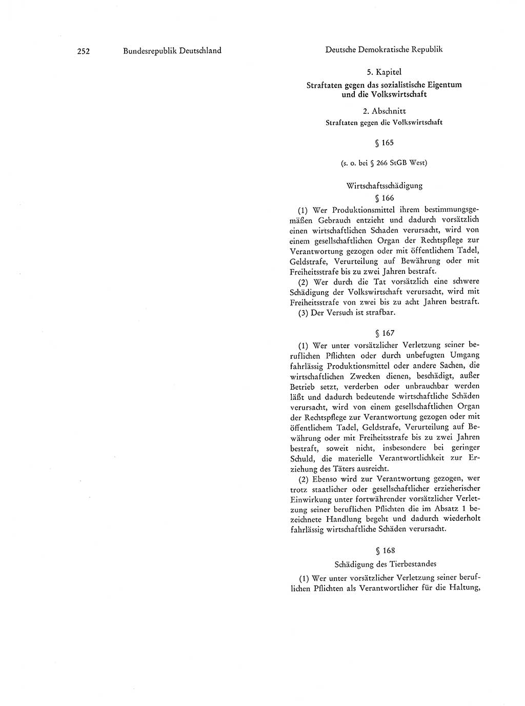 Strafgesetzgebung in Deutschland [Bundesrepublik Deutschland (BRD) und Deutsche Demokratische Republik (DDR)] 1972, Seite 252 (Str.-Ges. Dtl. StGB BRD DDR 1972, S. 252)