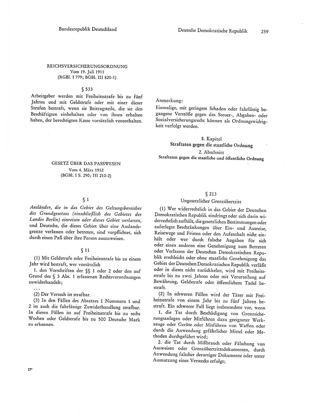 Strafgesetzgebung in Deutschland [Bundesrepublik Deutschland (BRD) und Deutsche Demokratische Republik (DDR)] 1972, Seite 259 (Str.-Ges. Dtl. StGB BRD DDR 1972, S. 259)