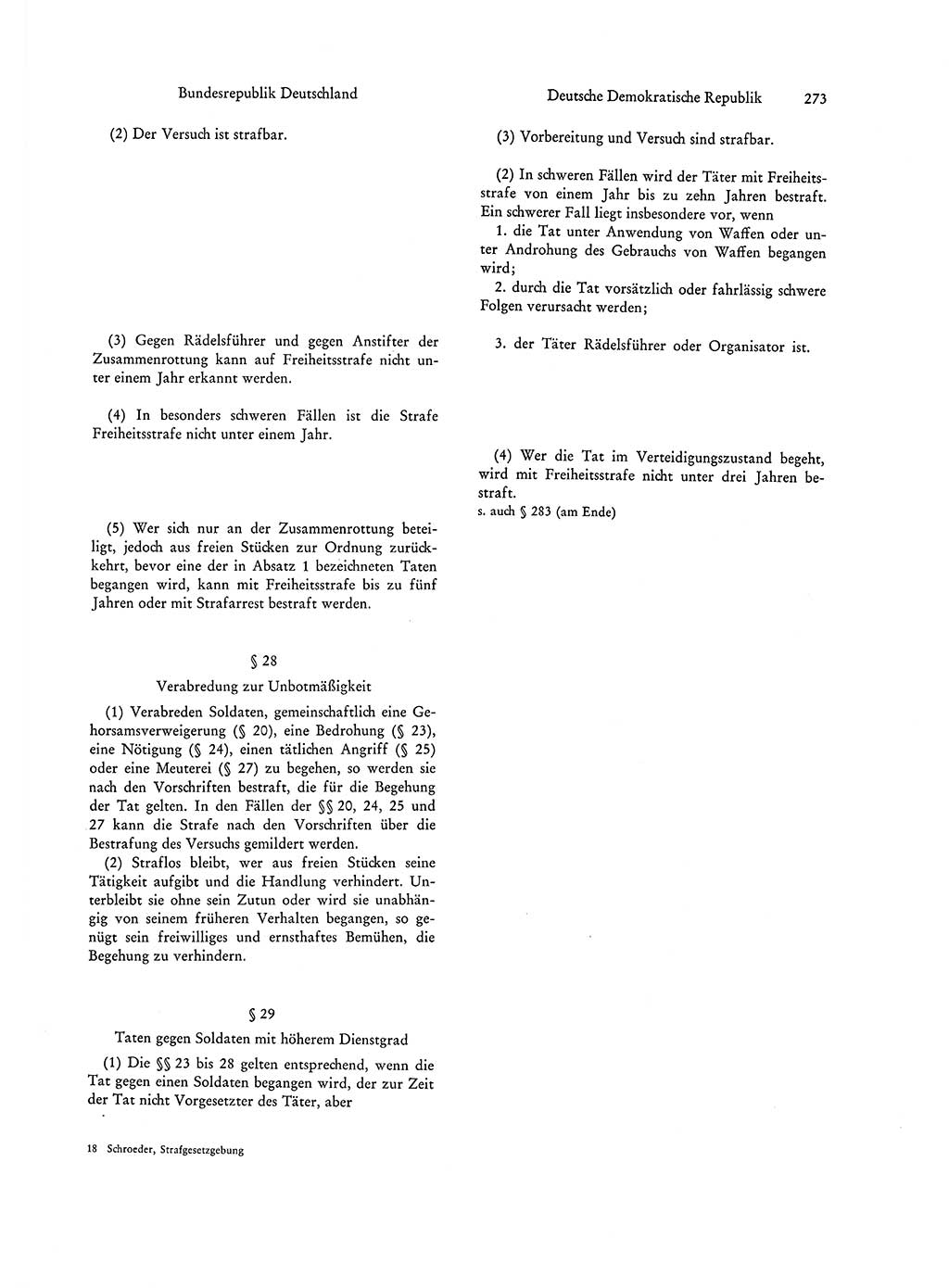 Strafgesetzgebung in Deutschland [Bundesrepublik Deutschland (BRD) und Deutsche Demokratische Republik (DDR)] 1972, Seite 273 (Str.-Ges. Dtl. StGB BRD DDR 1972, S. 273)