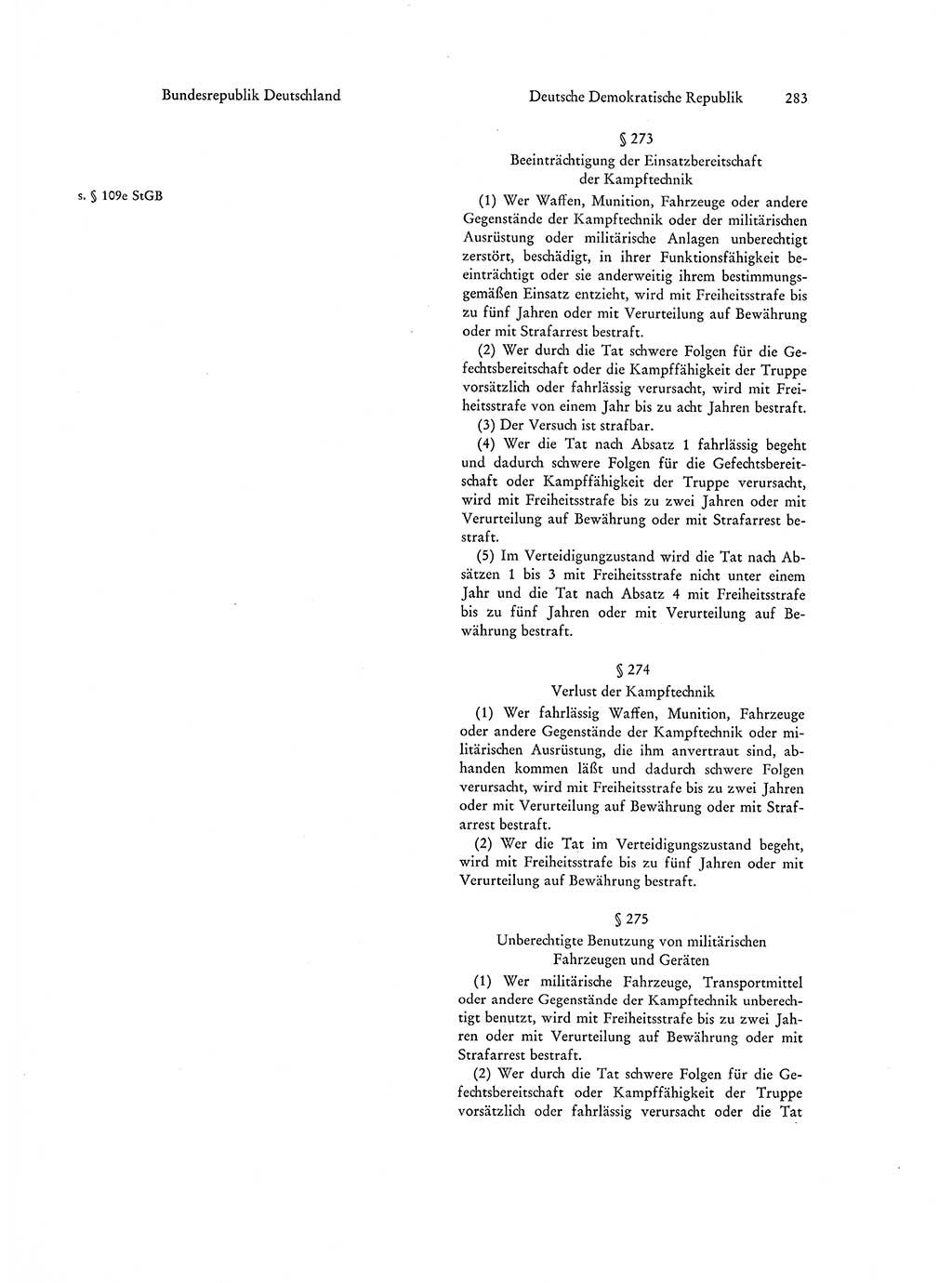 Strafgesetzgebung in Deutschland [Bundesrepublik Deutschland (BRD) und Deutsche Demokratische Republik (DDR)] 1972, Seite 283 (Str.-Ges. Dtl. StGB BRD DDR 1972, S. 283)