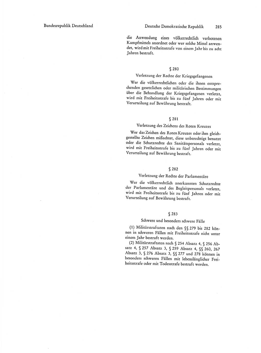 Strafgesetzgebung in Deutschland [Bundesrepublik Deutschland (BRD) und Deutsche Demokratische Republik (DDR)] 1972, Seite 285 (Str.-Ges. Dtl. StGB BRD DDR 1972, S. 285)