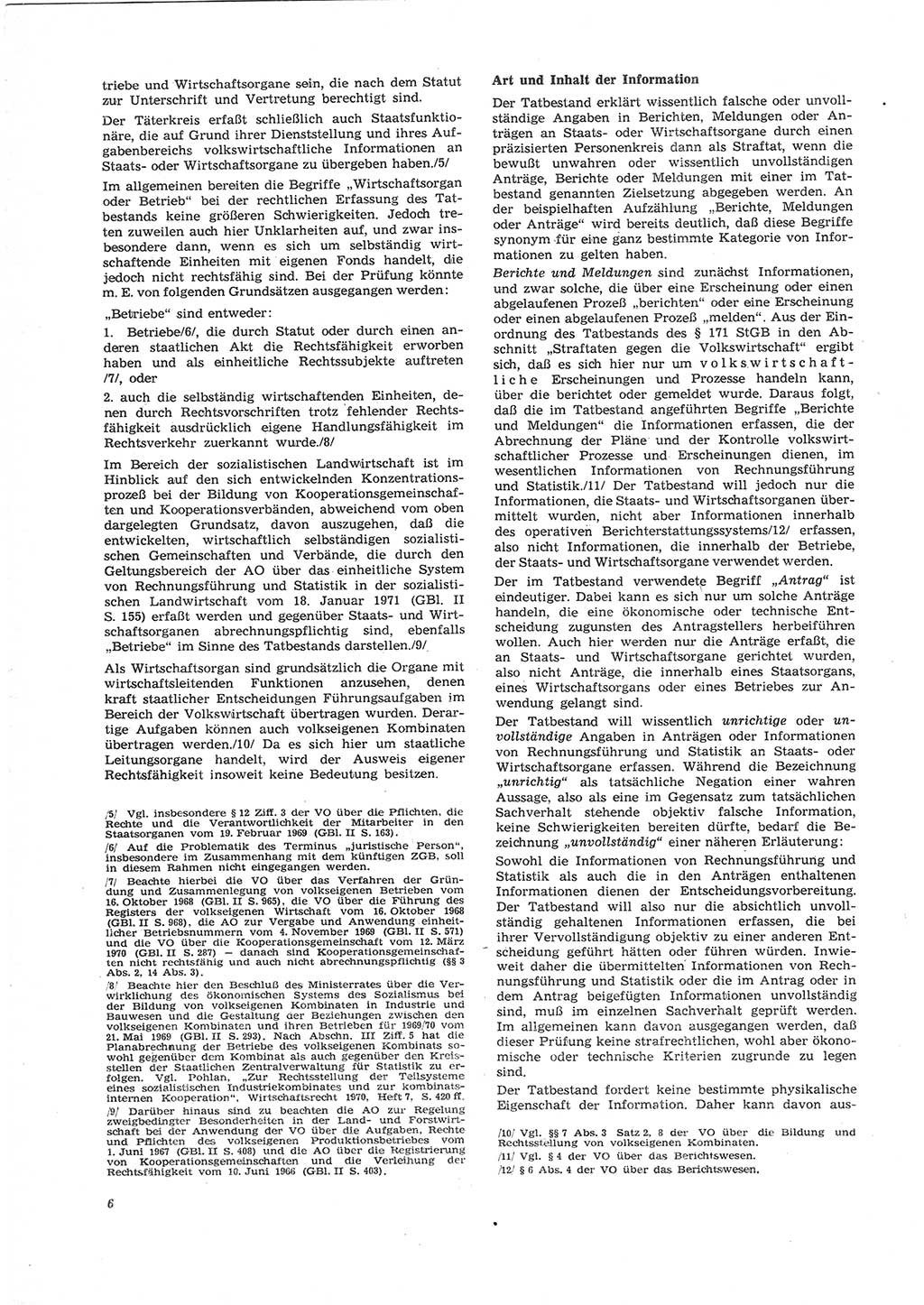 Neue Justiz (NJ), Zeitschrift für Recht und Rechtswissenschaft [Deutsche Demokratische Republik (DDR)], 26. Jahrgang 1972, Seite 6 (NJ DDR 1972, S. 6)