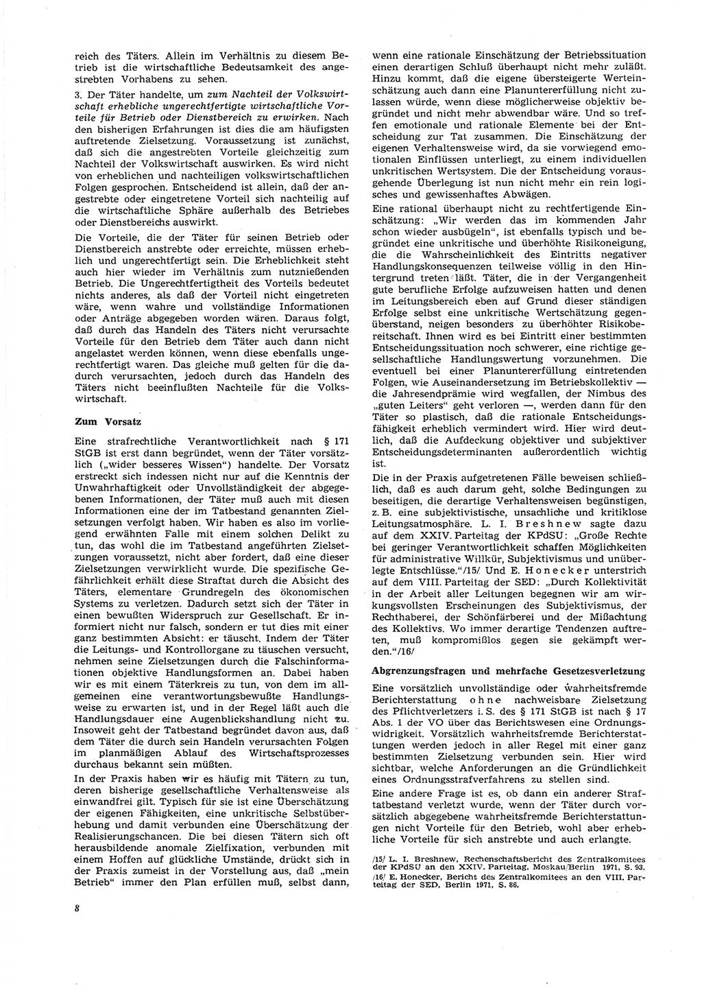 Neue Justiz (NJ), Zeitschrift für Recht und Rechtswissenschaft [Deutsche Demokratische Republik (DDR)], 26. Jahrgang 1972, Seite 8 (NJ DDR 1972, S. 8)