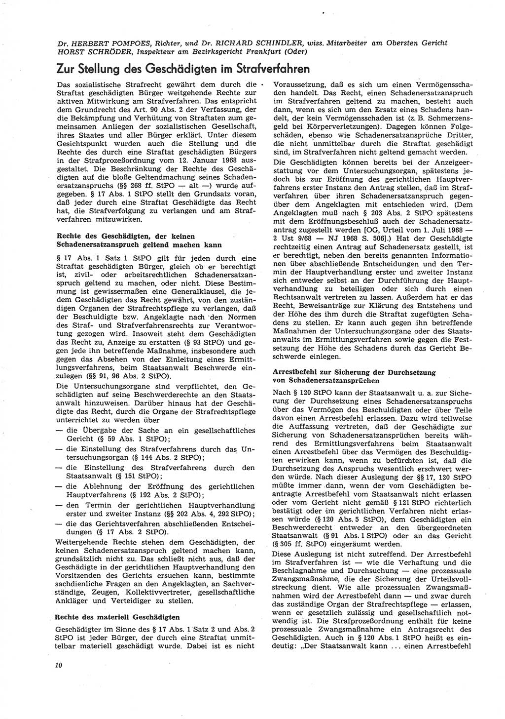 Neue Justiz (NJ), Zeitschrift für Recht und Rechtswissenschaft [Deutsche Demokratische Republik (DDR)], 26. Jahrgang 1972, Seite 10 (NJ DDR 1972, S. 10)