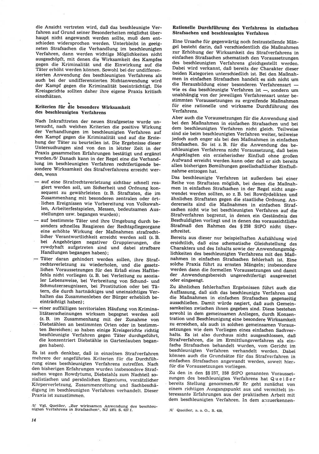Neue Justiz (NJ), Zeitschrift für Recht und Rechtswissenschaft [Deutsche Demokratische Republik (DDR)], 26. Jahrgang 1972, Seite 14 (NJ DDR 1972, S. 14)