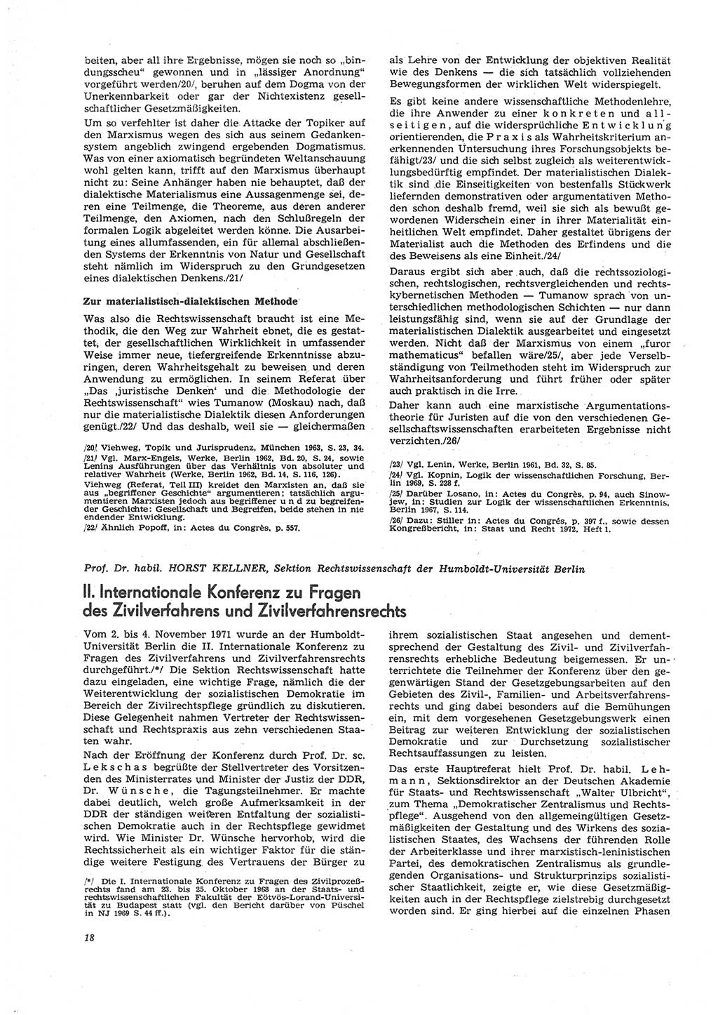 Neue Justiz (NJ), Zeitschrift für Recht und Rechtswissenschaft [Deutsche Demokratische Republik (DDR)], 26. Jahrgang 1972, Seite 18 (NJ DDR 1972, S. 18)