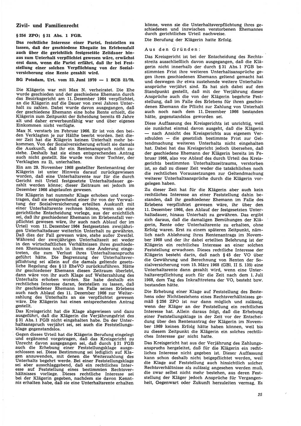 Neue Justiz (NJ), Zeitschrift für Recht und Rechtswissenschaft [Deutsche Demokratische Republik (DDR)], 26. Jahrgang 1972, Seite 25 (NJ DDR 1972, S. 25)