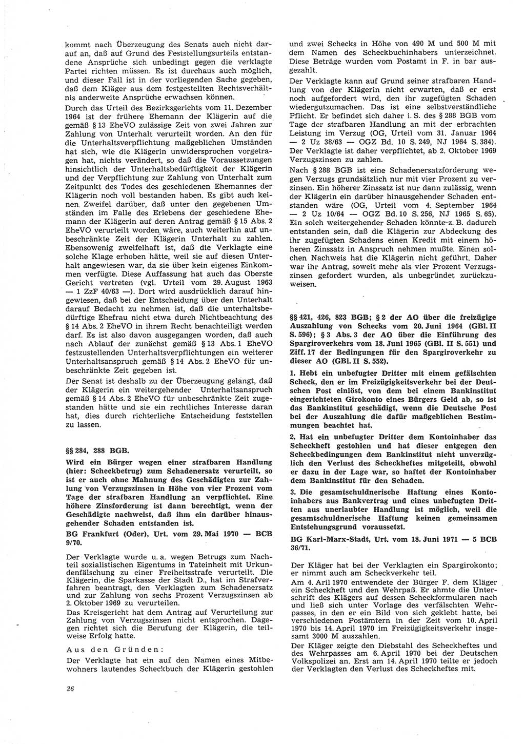 Neue Justiz (NJ), Zeitschrift für Recht und Rechtswissenschaft [Deutsche Demokratische Republik (DDR)], 26. Jahrgang 1972, Seite 26 (NJ DDR 1972, S. 26)
