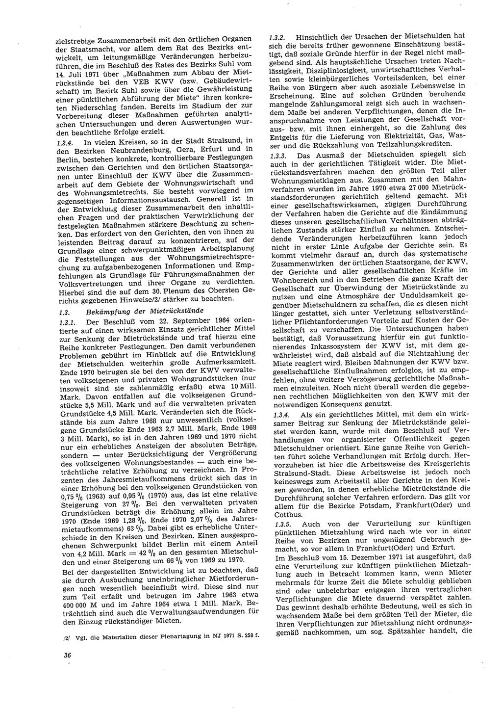 Neue Justiz (NJ), Zeitschrift für Recht und Rechtswissenschaft [Deutsche Demokratische Republik (DDR)], 26. Jahrgang 1972, Seite 36 (NJ DDR 1972, S. 36)