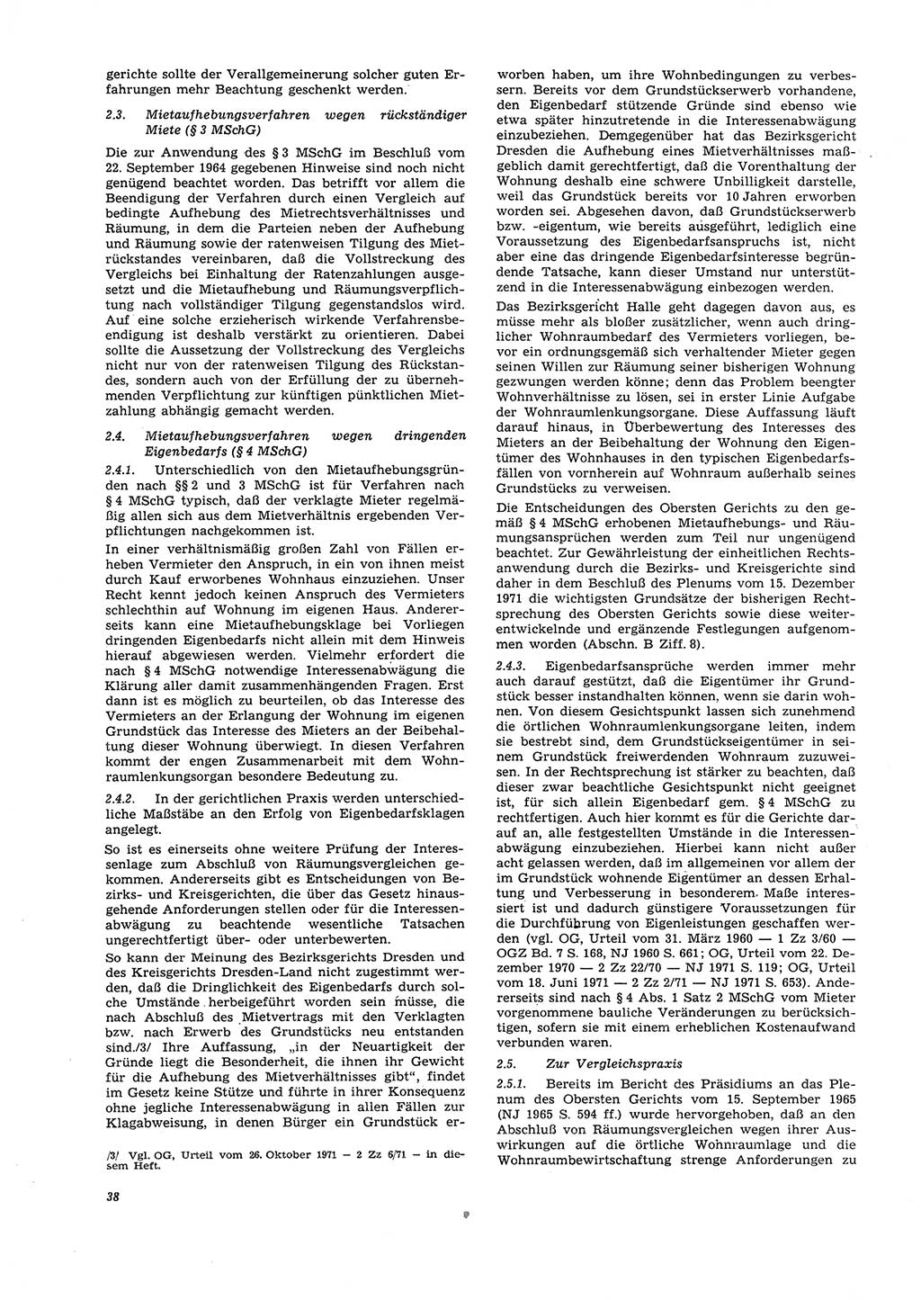 Neue Justiz (NJ), Zeitschrift für Recht und Rechtswissenschaft [Deutsche Demokratische Republik (DDR)], 26. Jahrgang 1972, Seite 38 (NJ DDR 1972, S. 38)
