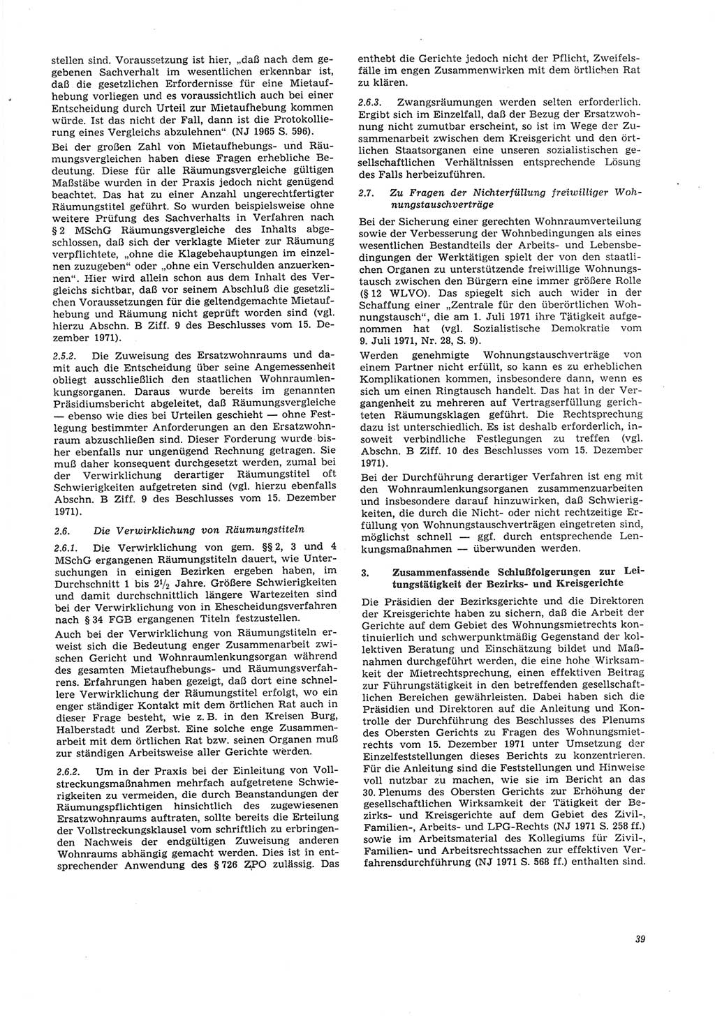 Neue Justiz (NJ), Zeitschrift für Recht und Rechtswissenschaft [Deutsche Demokratische Republik (DDR)], 26. Jahrgang 1972, Seite 39 (NJ DDR 1972, S. 39)