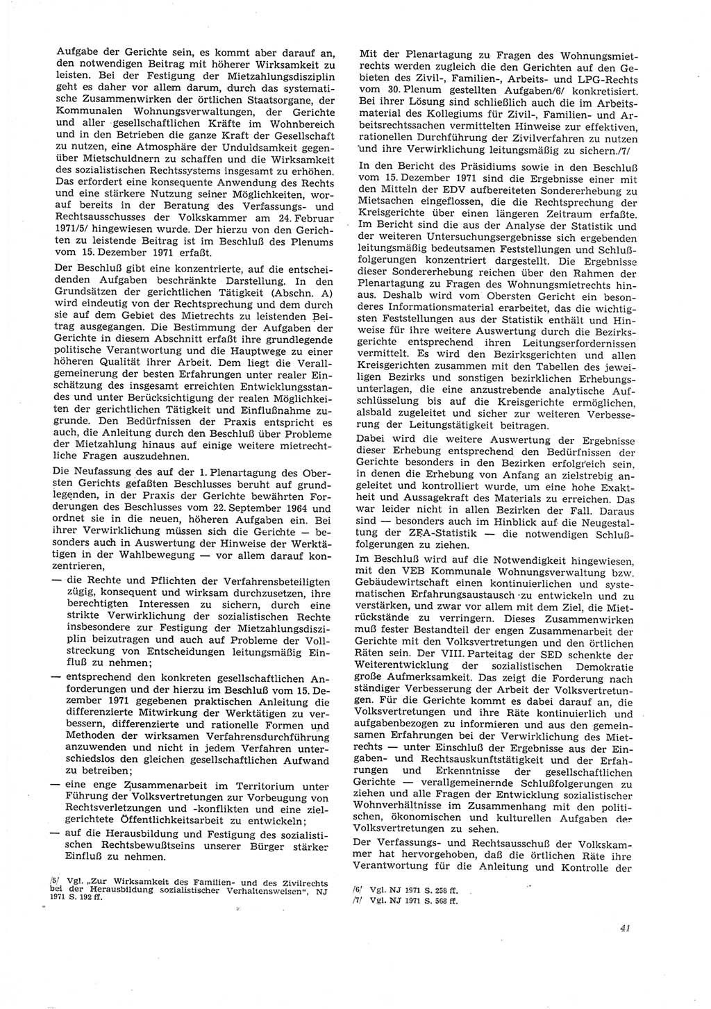 Neue Justiz (NJ), Zeitschrift für Recht und Rechtswissenschaft [Deutsche Demokratische Republik (DDR)], 26. Jahrgang 1972, Seite 41 (NJ DDR 1972, S. 41)