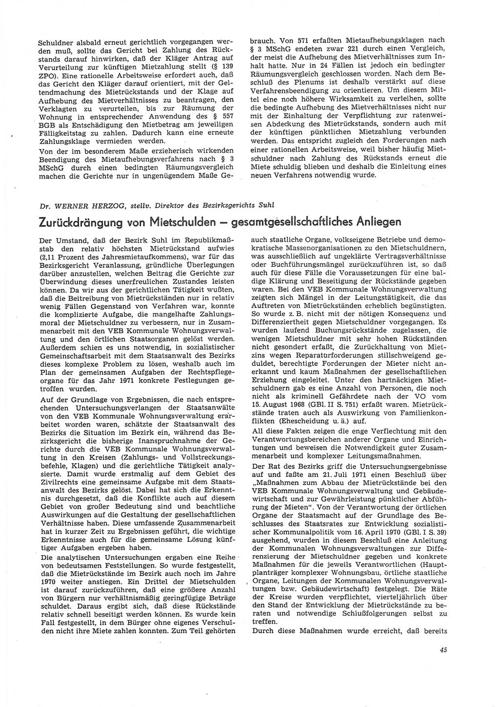 Neue Justiz (NJ), Zeitschrift für Recht und Rechtswissenschaft [Deutsche Demokratische Republik (DDR)], 26. Jahrgang 1972, Seite 45 (NJ DDR 1972, S. 45)