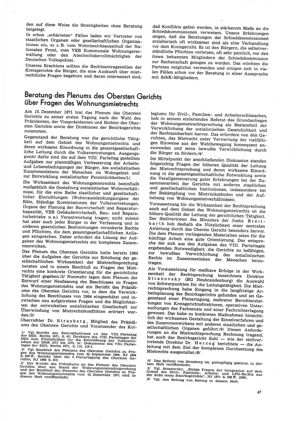 Neue Justiz (NJ), Zeitschrift für Recht und Rechtswissenschaft [Deutsche Demokratische Republik (DDR)], 26. Jahrgang 1972, Seite 47 (NJ DDR 1972, S. 47)