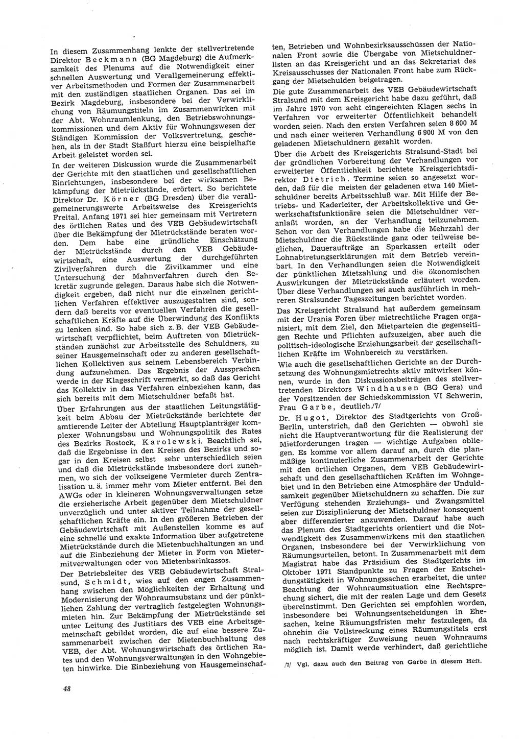 Neue Justiz (NJ), Zeitschrift für Recht und Rechtswissenschaft [Deutsche Demokratische Republik (DDR)], 26. Jahrgang 1972, Seite 48 (NJ DDR 1972, S. 48)
