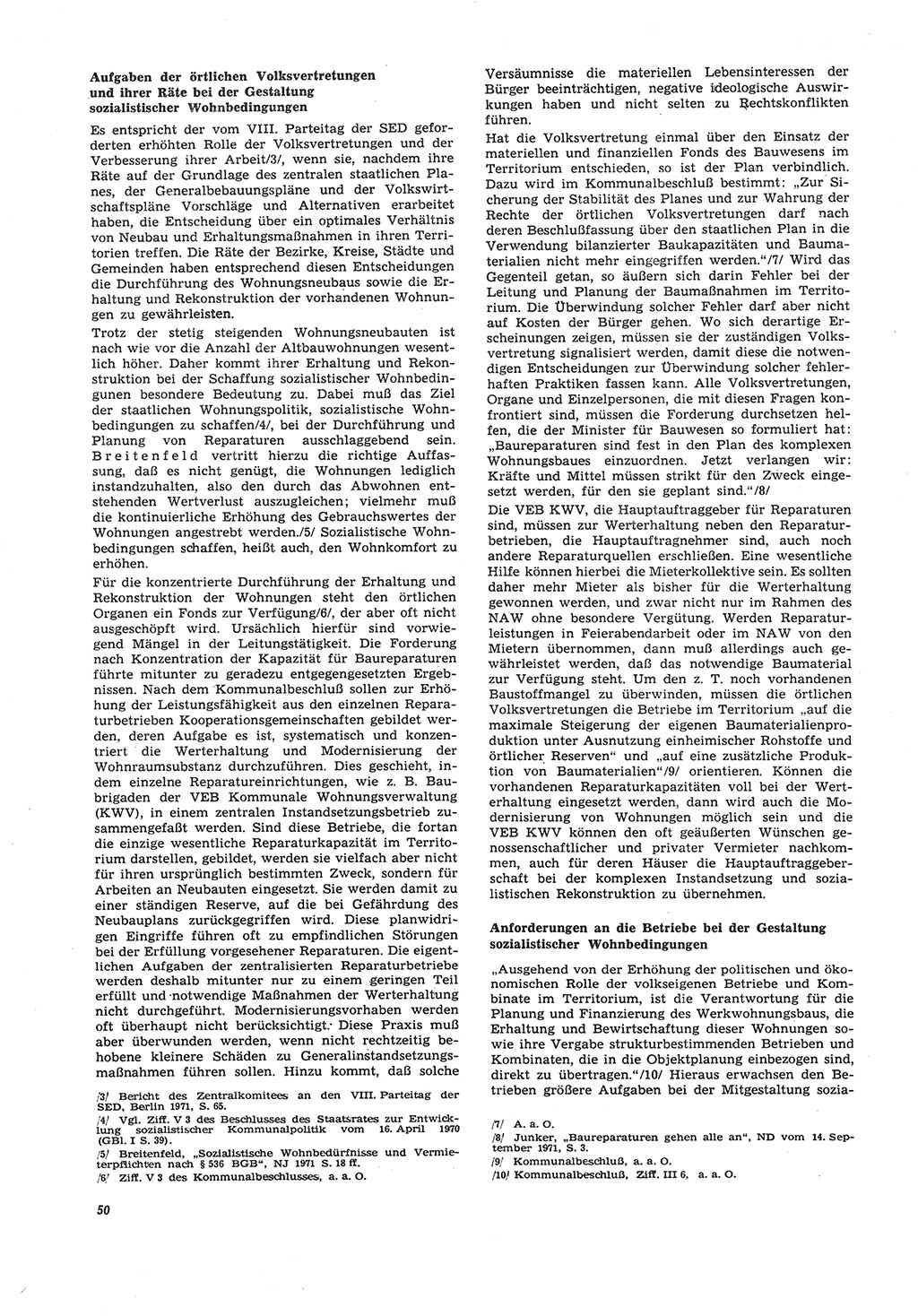 Neue Justiz (NJ), Zeitschrift für Recht und Rechtswissenschaft [Deutsche Demokratische Republik (DDR)], 26. Jahrgang 1972, Seite 50 (NJ DDR 1972, S. 50)