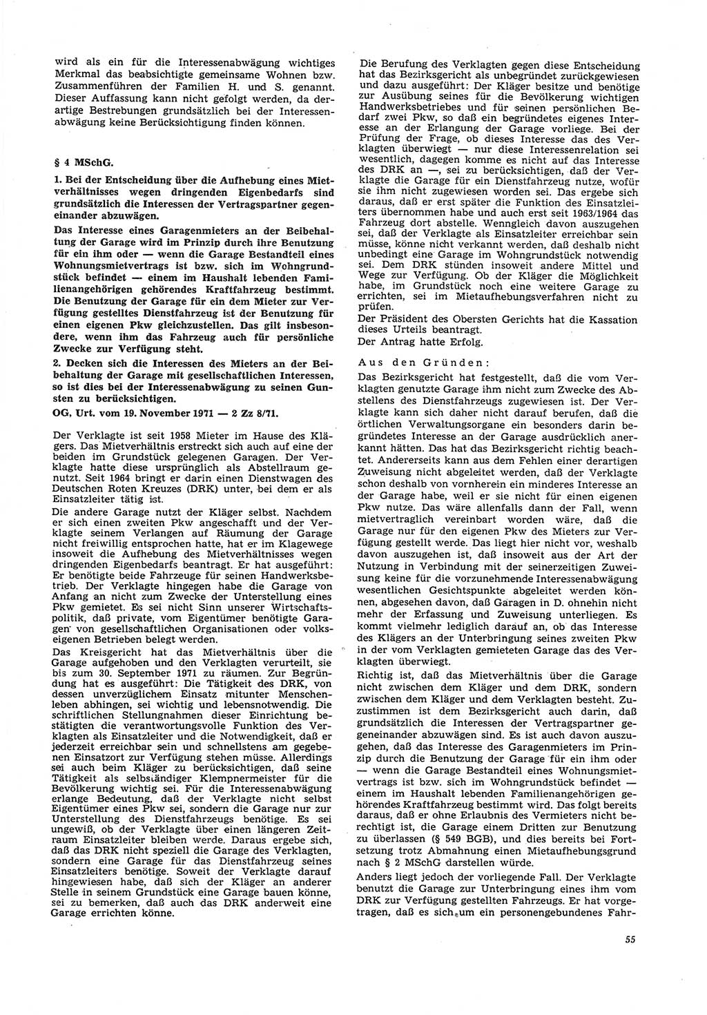 Neue Justiz (NJ), Zeitschrift für Recht und Rechtswissenschaft [Deutsche Demokratische Republik (DDR)], 26. Jahrgang 1972, Seite 55 (NJ DDR 1972, S. 55)