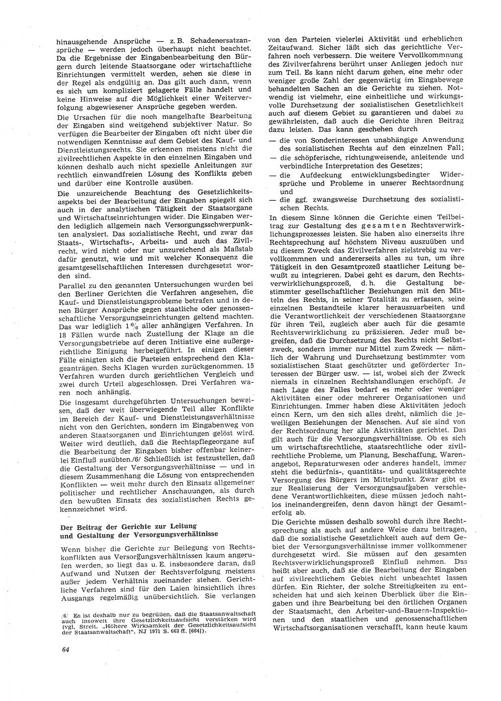 Neue Justiz (NJ), Zeitschrift für Recht und Rechtswissenschaft [Deutsche Demokratische Republik (DDR)], 26. Jahrgang 1972, Seite 64 (NJ DDR 1972, S. 64)