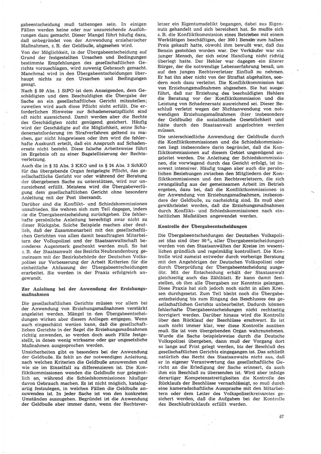 Neue Justiz (NJ), Zeitschrift für Recht und Rechtswissenschaft [Deutsche Demokratische Republik (DDR)], 26. Jahrgang 1972, Seite 67 (NJ DDR 1972, S. 67)
