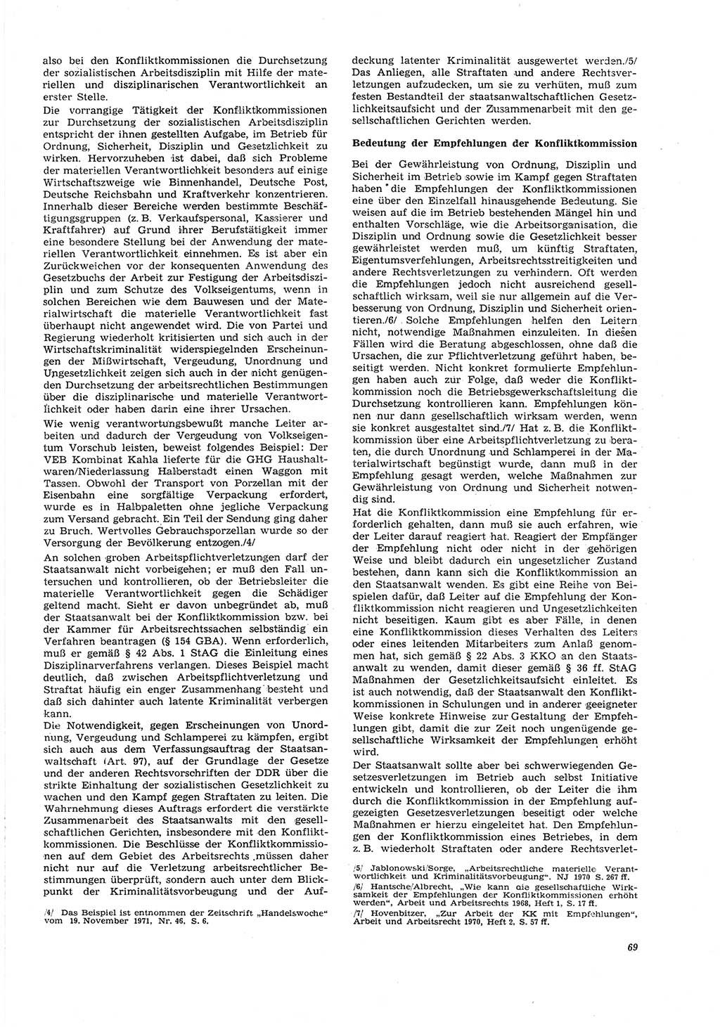 Neue Justiz (NJ), Zeitschrift für Recht und Rechtswissenschaft [Deutsche Demokratische Republik (DDR)], 26. Jahrgang 1972, Seite 69 (NJ DDR 1972, S. 69)