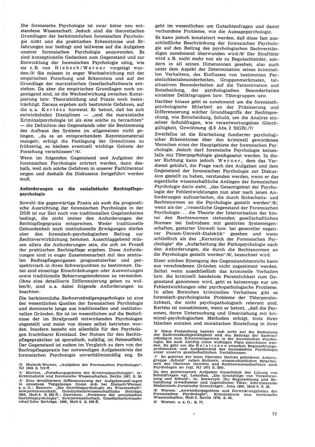 Neue Justiz (NJ), Zeitschrift für Recht und Rechtswissenschaft [Deutsche Demokratische Republik (DDR)], 26. Jahrgang 1972, Seite 71 (NJ DDR 1972, S. 71)