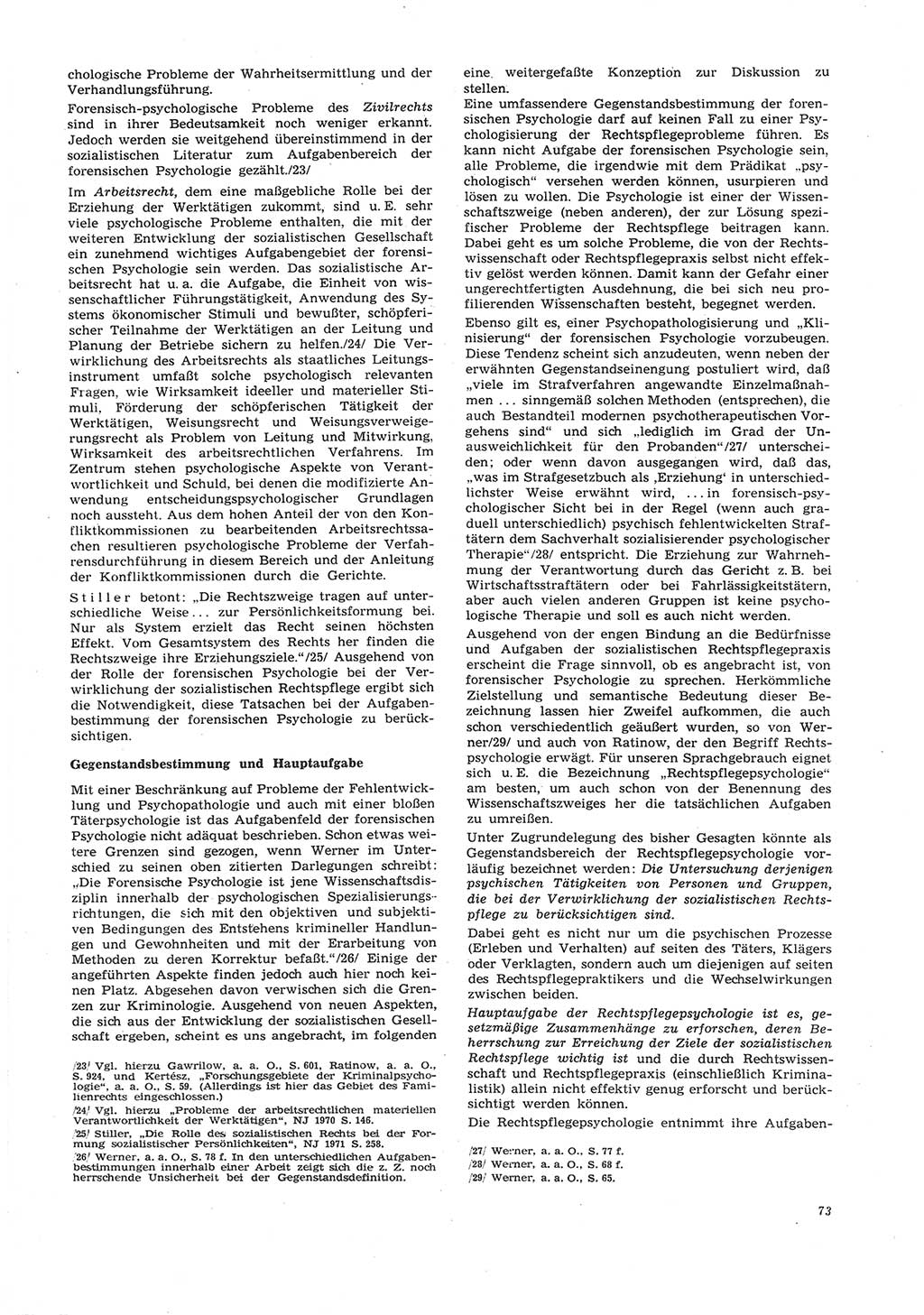 Neue Justiz (NJ), Zeitschrift für Recht und Rechtswissenschaft [Deutsche Demokratische Republik (DDR)], 26. Jahrgang 1972, Seite 73 (NJ DDR 1972, S. 73)